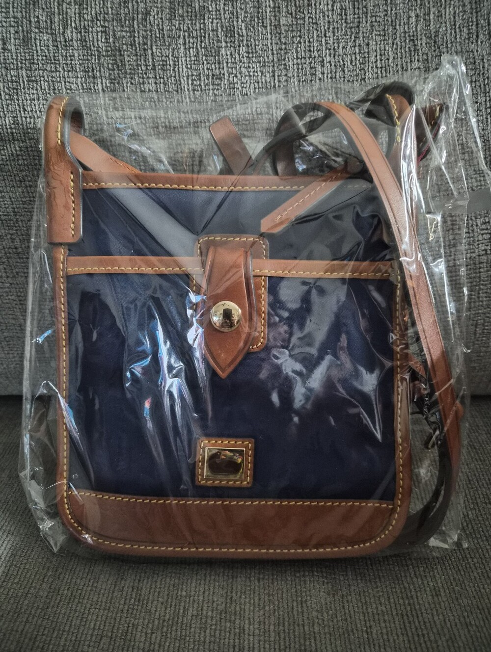Dooney & Bourke Small Navy and Tan Leather-Trim Messenger Brand New With NO Tag - Picture 11 of 11